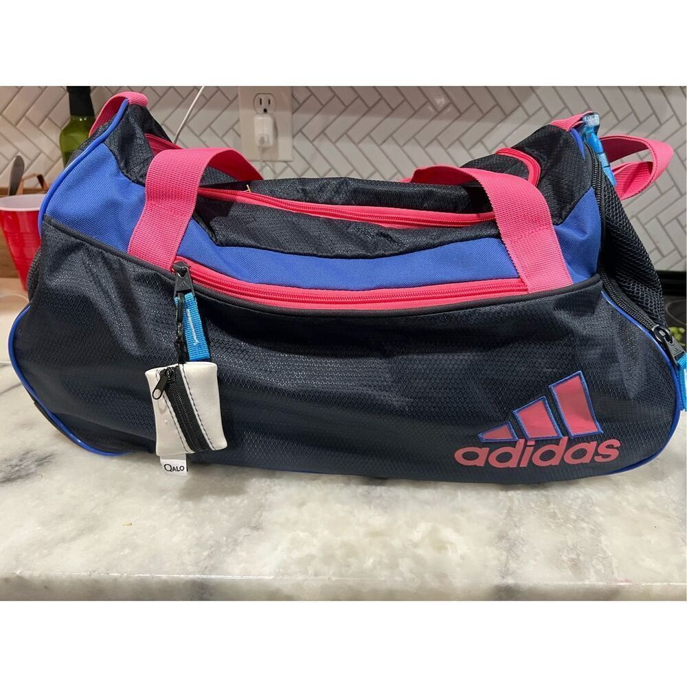 ADIDAS GIRLS RULE SQUAD DUFFEL BAG BLACK PINK BLUE GREAT CONDITION